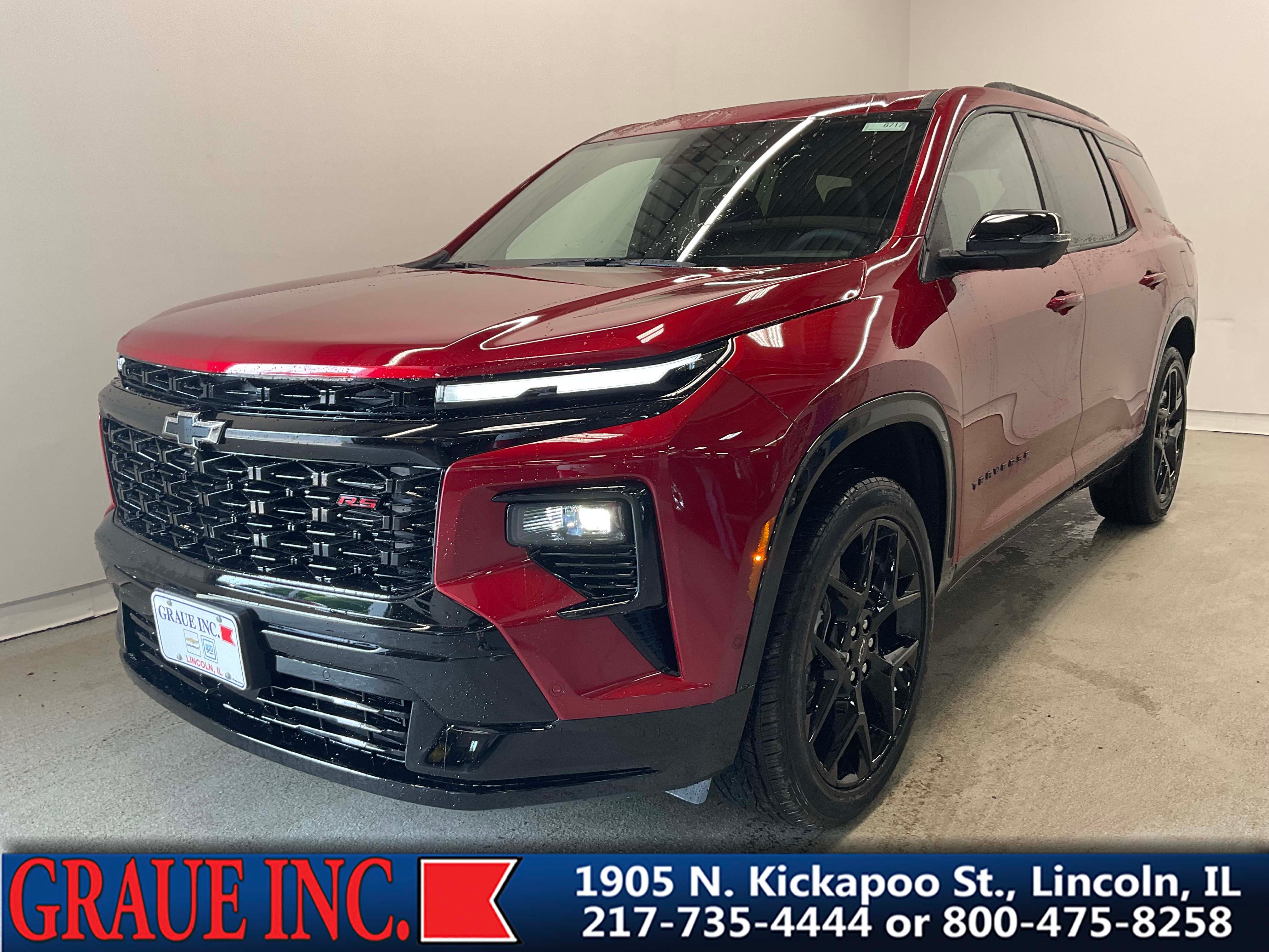 2026 Chevrolet Traverse RS in Radiant Red Tintcoat — front three-quarter view