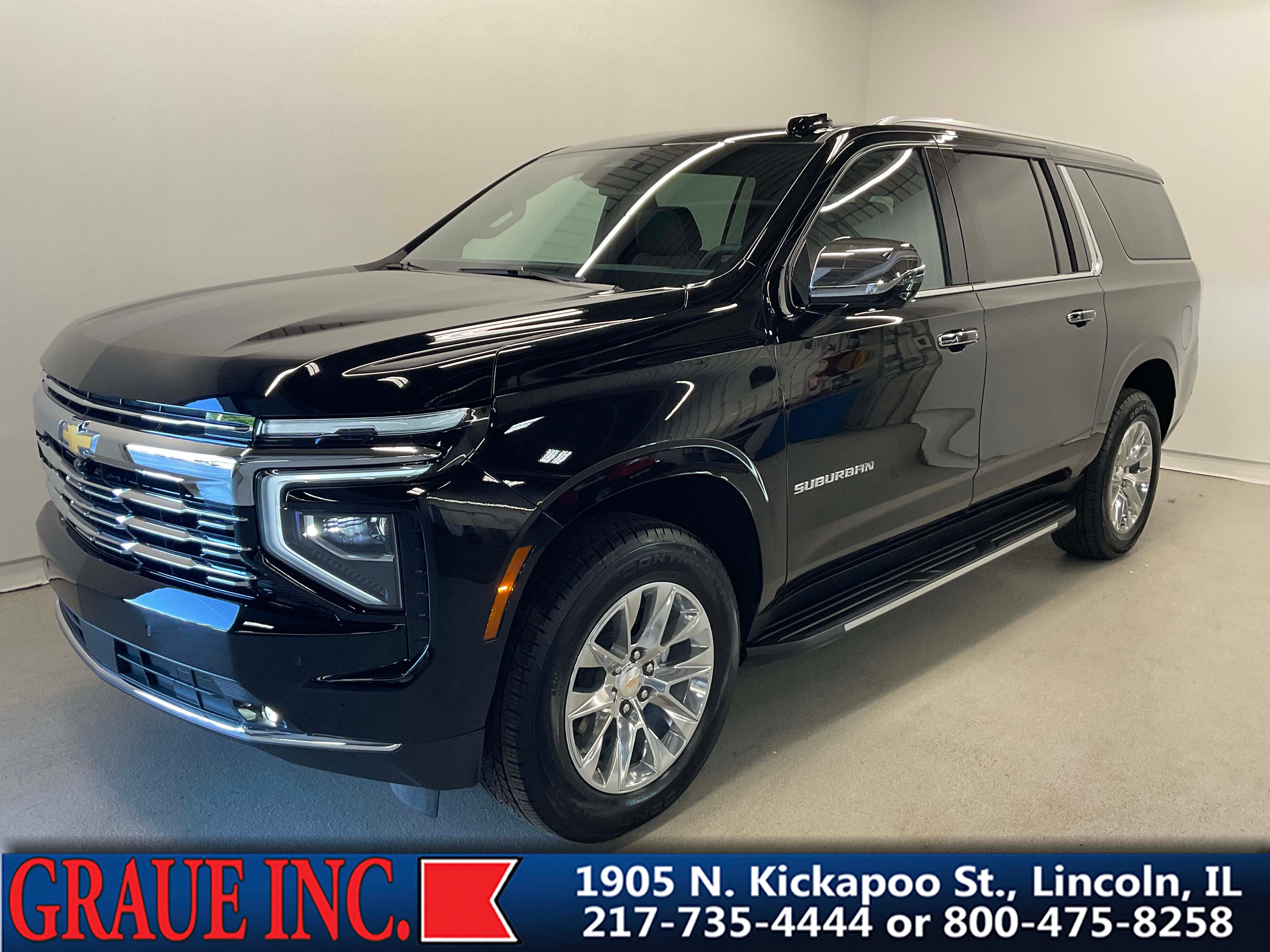 2026 Chevrolet Suburban Premier in Black — front three-quarter view
