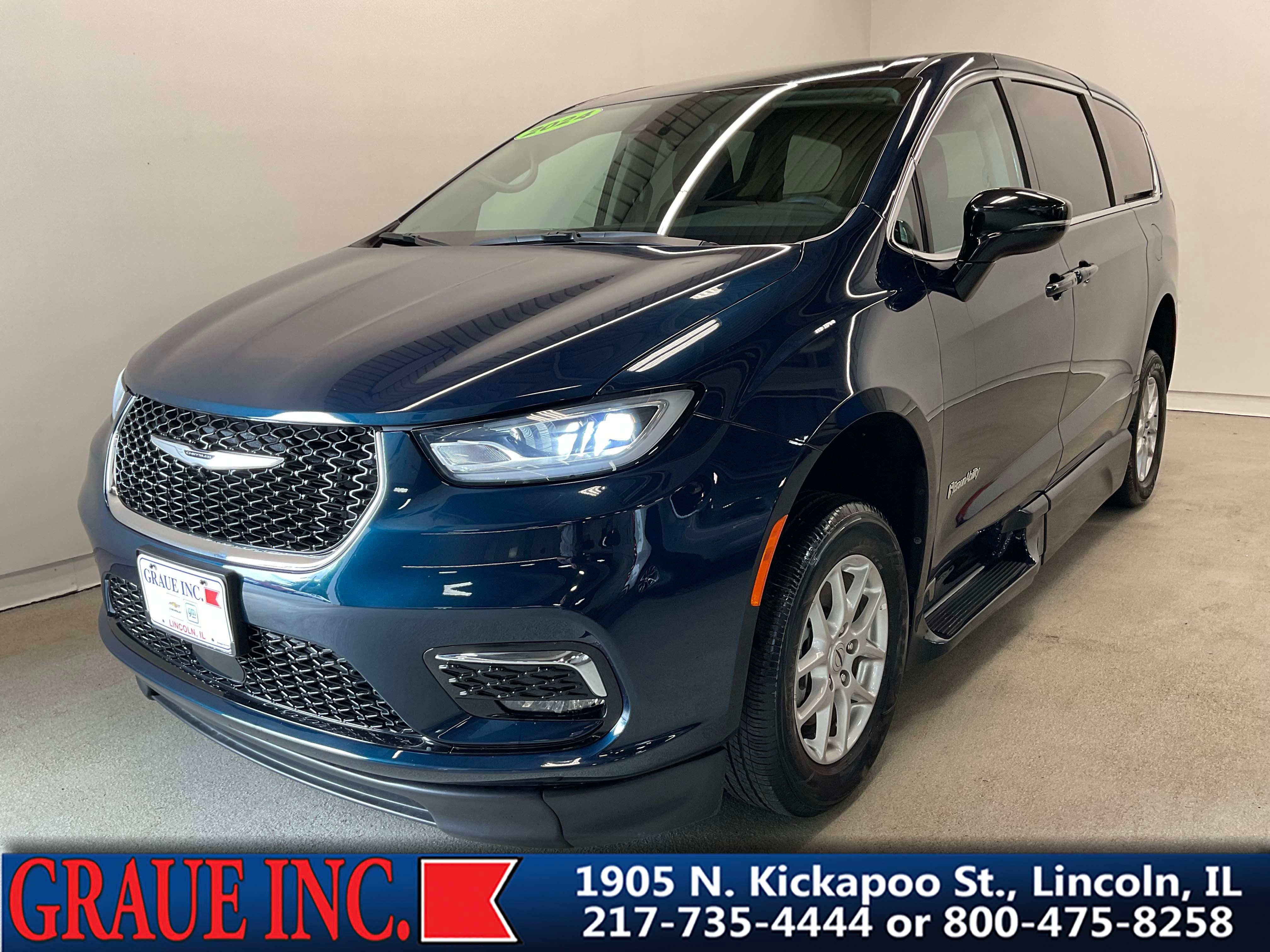 2024 Chrysler Pacifica Touring L in Fathom Blue Pearl — front three-quarter view