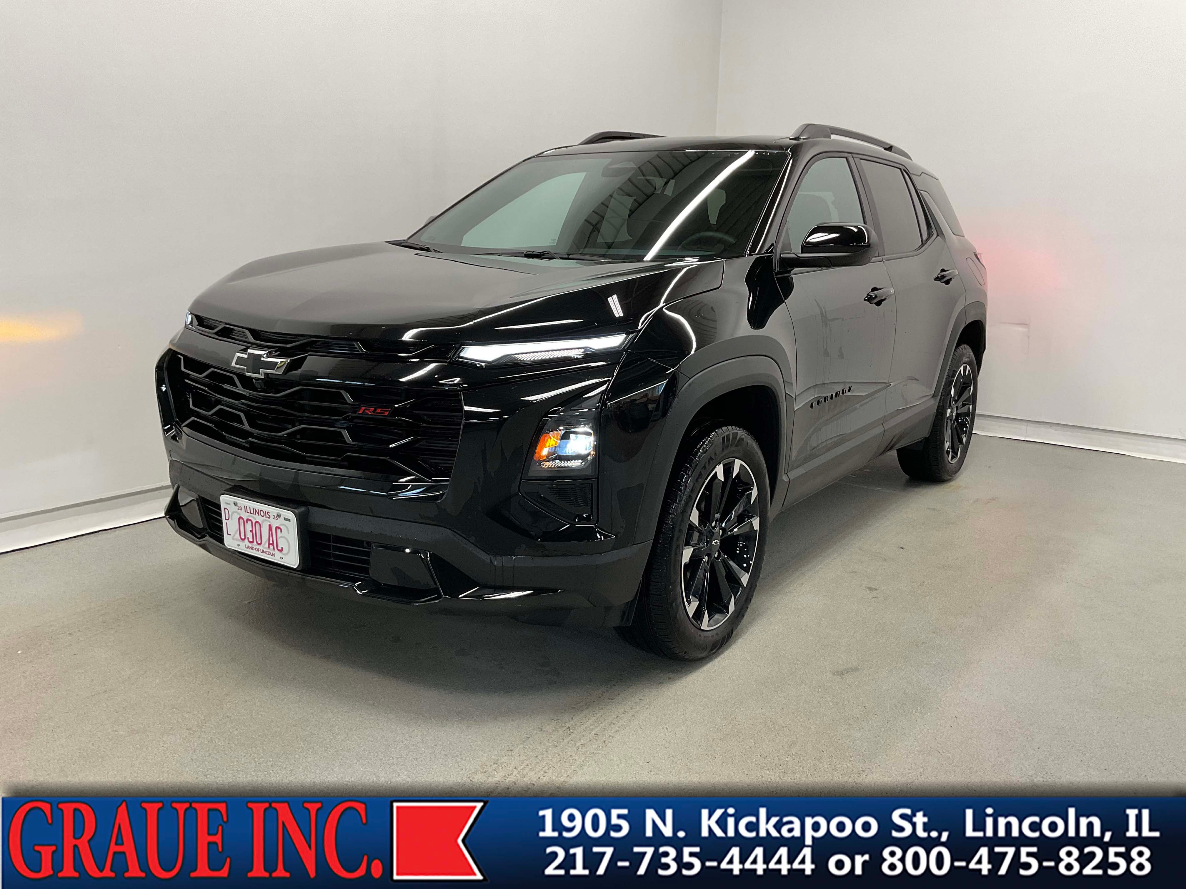 2025 Chevrolet Equinox RS in Mosaic Black Metallic — front three-quarter view