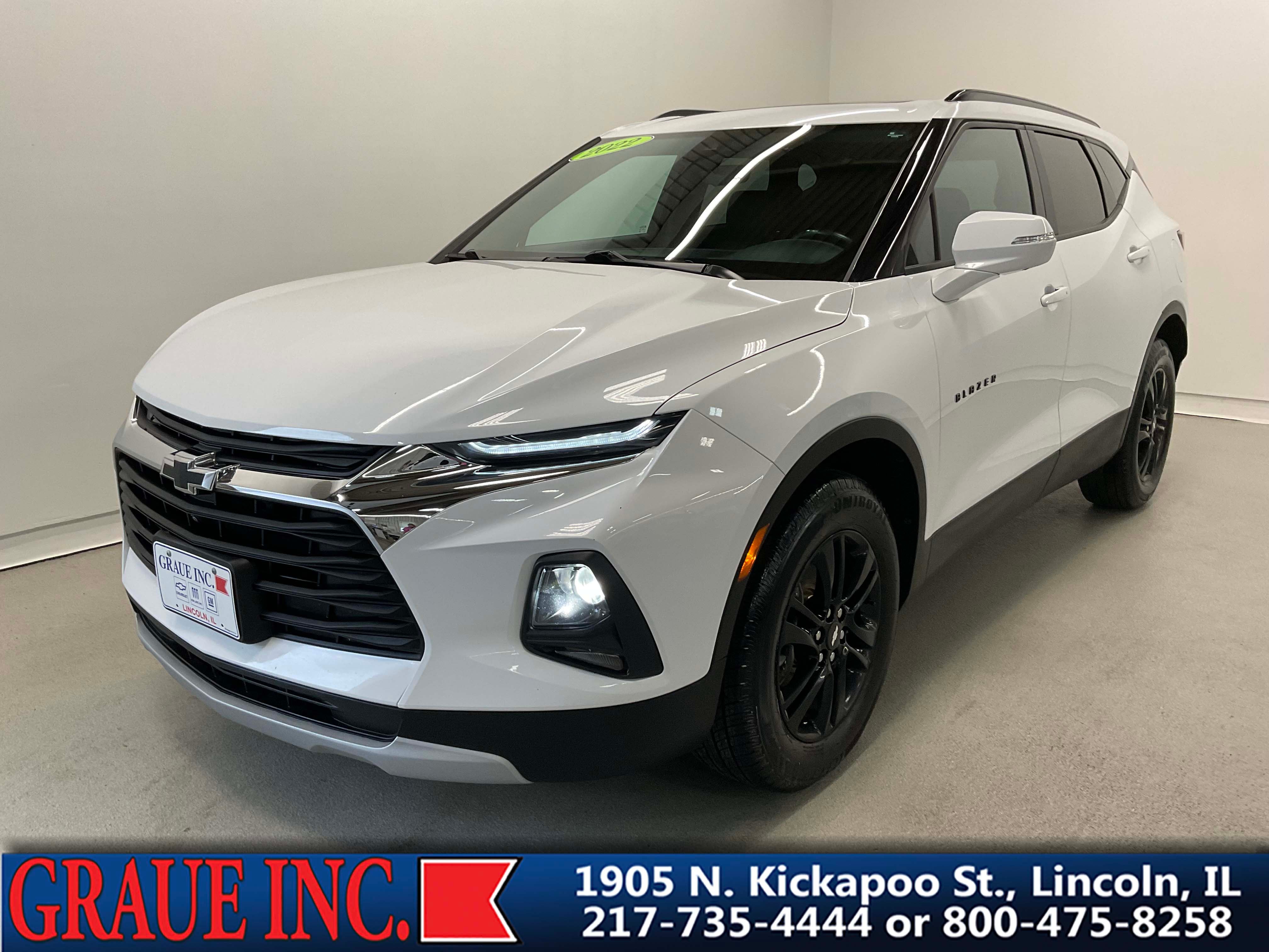 2022 Chevrolet Blazer 3LT in Summit White — front three-quarter view