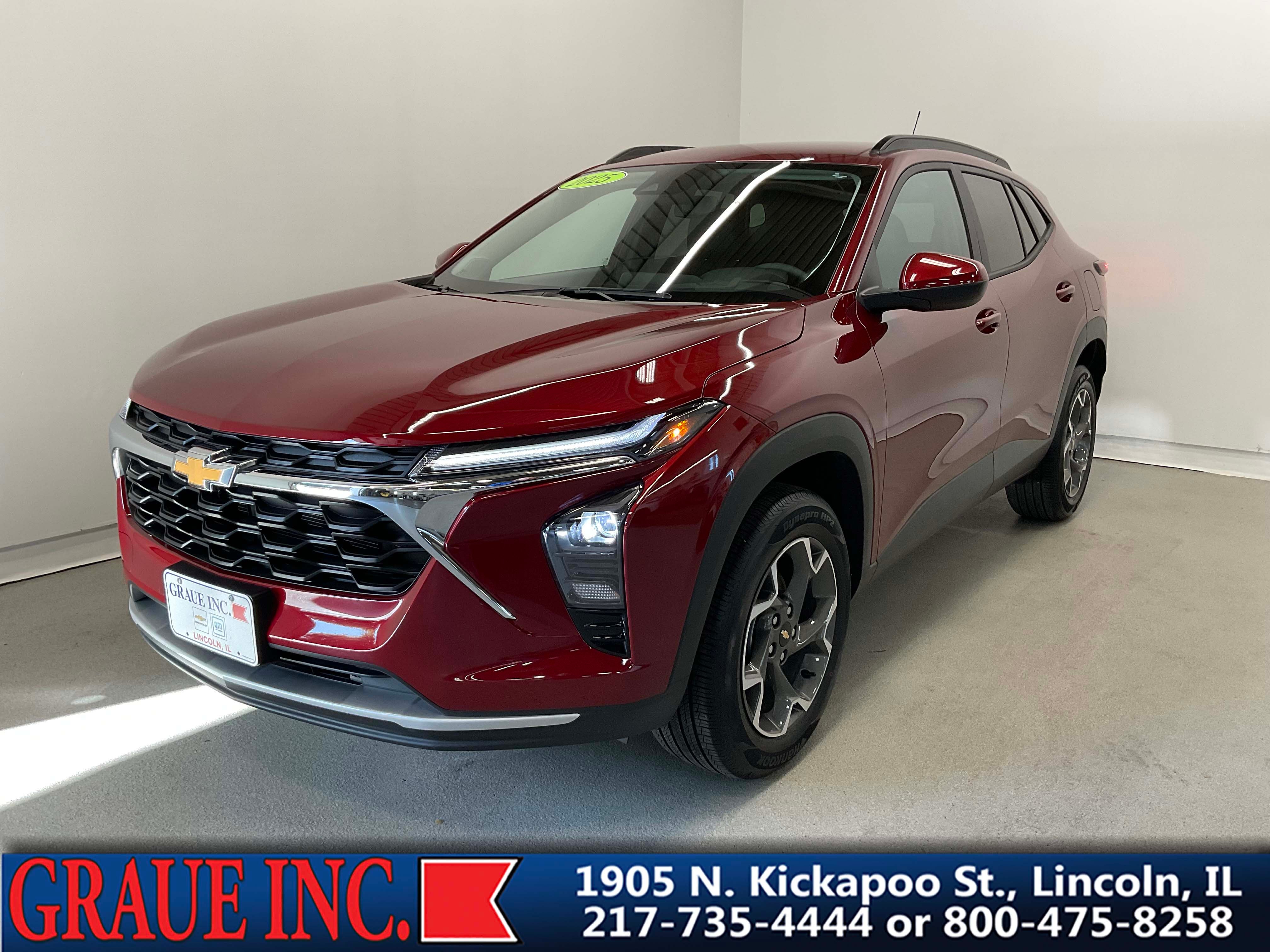 2025 Chevrolet Trax LT in Crimson Metallic — front three-quarter view