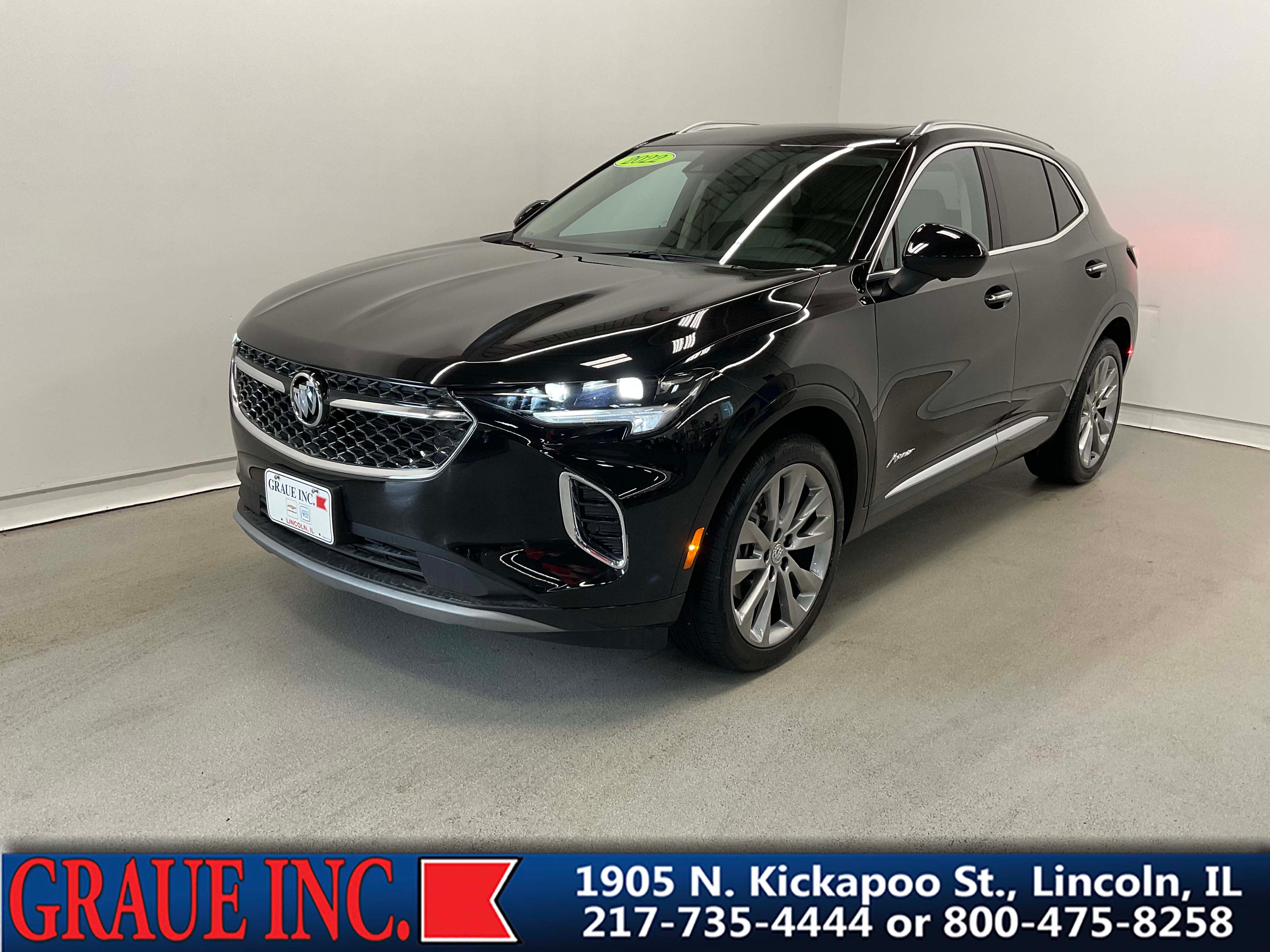 2022 Buick Envision Avenir in Ebony Twilight Metallic — front three-quarter view